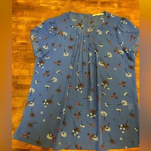 fun 2 fun Blue Floral Short-Sleeve Blouse